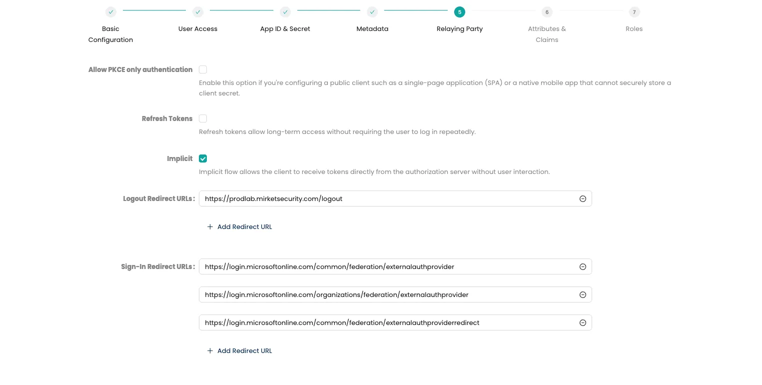 Mirket SSO üzerinde OAuth 2.0 yetkilendirme ve istemci yönlendirme yapılandırması